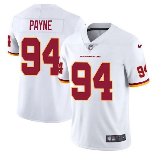 Men Washington Redskins #94 Daron Payne Nike White Vapor Limited NFL Jersey